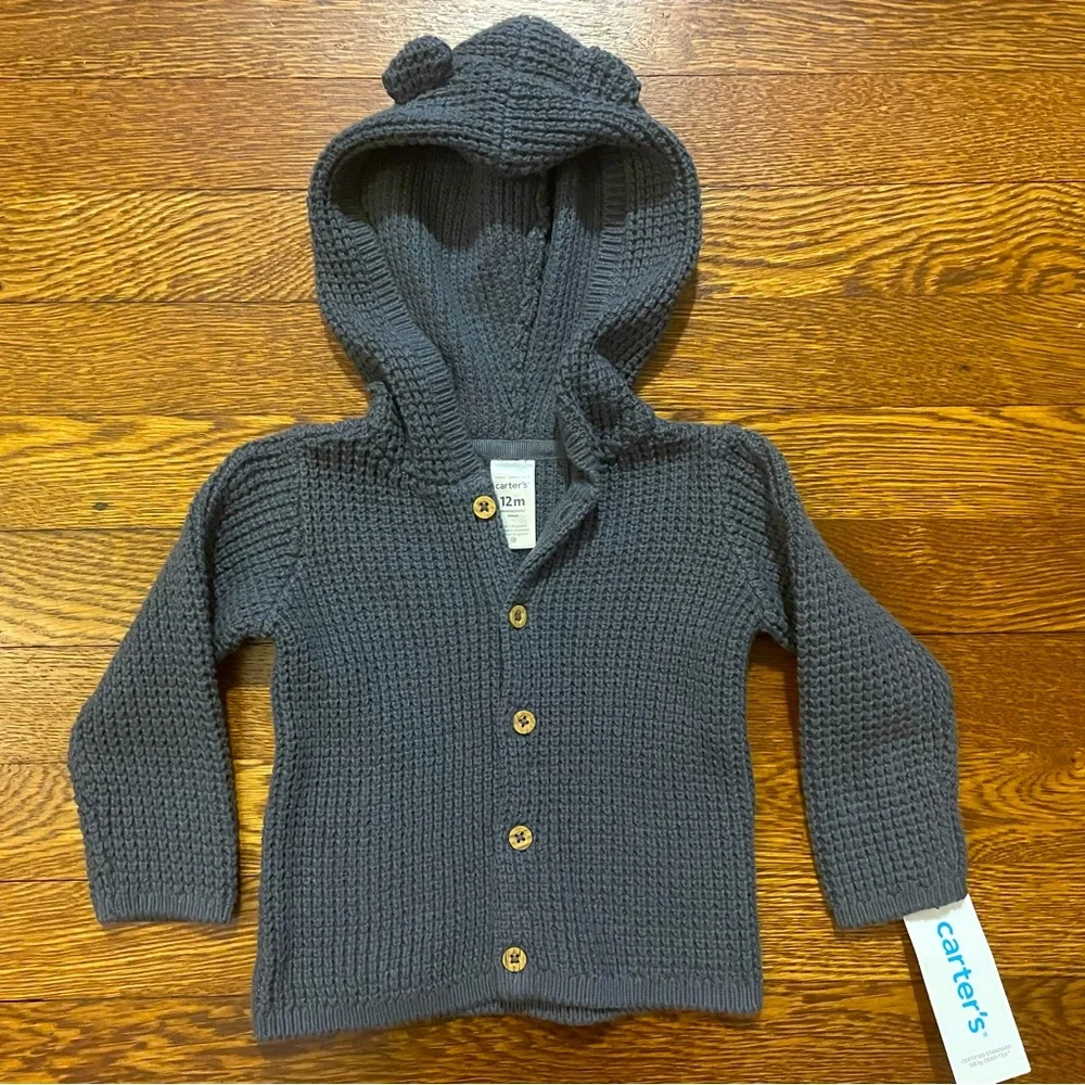 NWT Carters Hooded Sweater w Ears Size 12 Months
